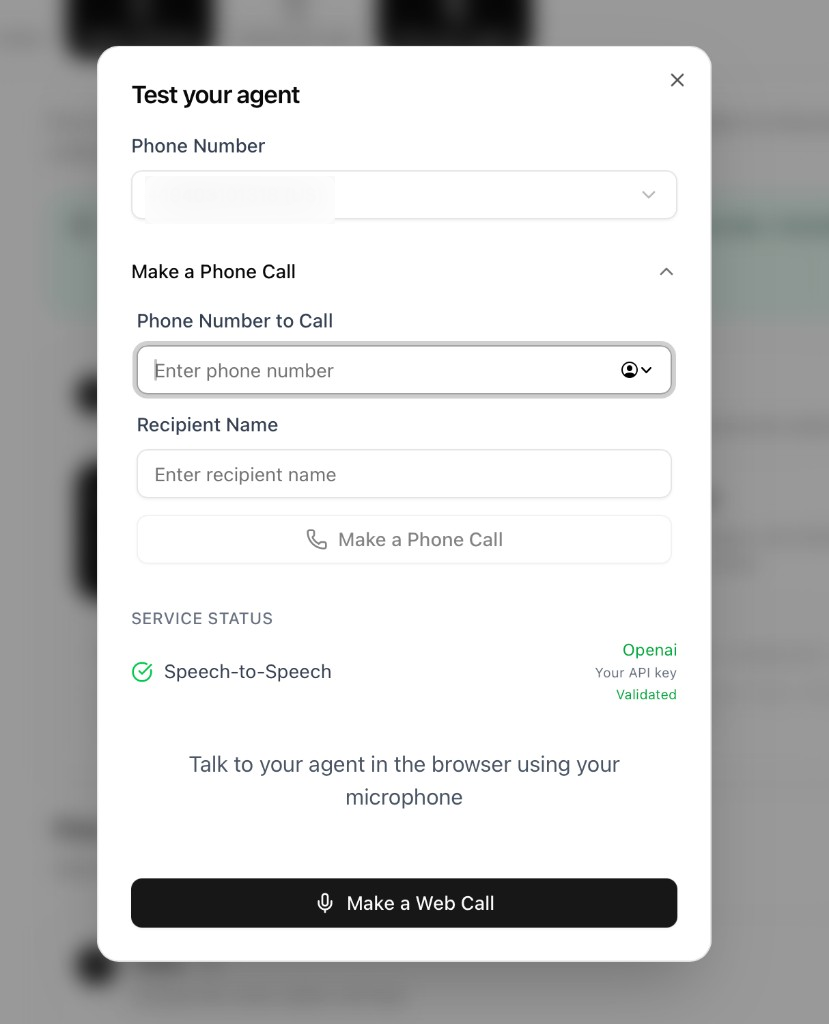 Voicetta test your agent dialog.